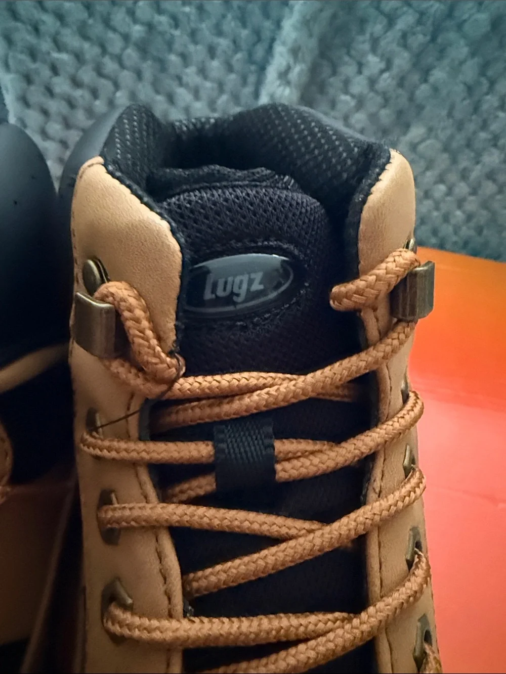 Lugz Tan and Black Lace-Up Men's Work Boots